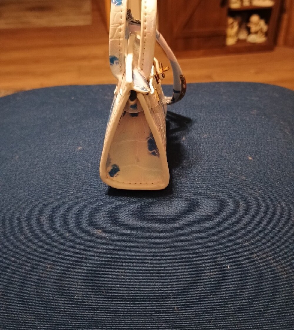 White & Blue Marble Mini Satchel Handbag Bag Charm - Picture 4 of 4